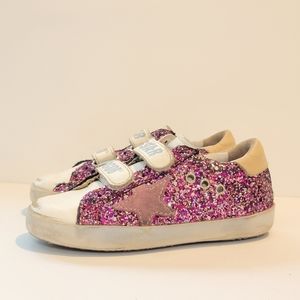Golden Goose Girls Pink Sparkle Sneakers in size 26 made in italy glitter kids